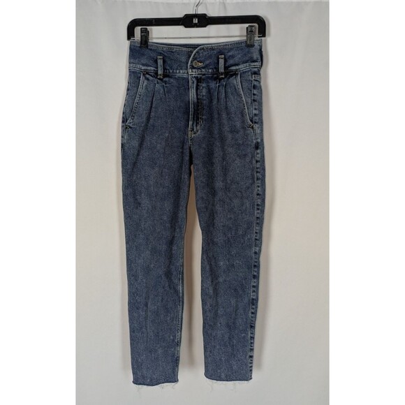 Hollister Jeans 3 Junior's Blue Acid Wash Ultra High Rise Mom Jean Raw Hems - Picture 1 of 7
